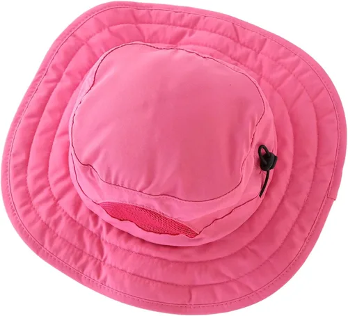 Vista 5 de Connectyle Sombrero de malla de ala ancha para niños, protección solar UPF 50+, sombrero de playa de verano