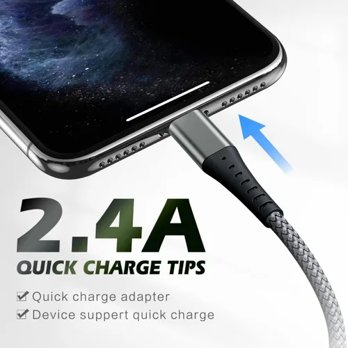 Vista 3 de [Certificado Apple MFi] Cargador de iPhone de carga rápida, paquete de 3 cables Lightning de 3 pies, cable de carga de nailon trenzado para iPhone