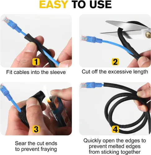 Vista 6 de Protectores de cables contra mascotas que no mastican, ultra duradero, protector de cable para mascotas, funda flexible para cables para TV