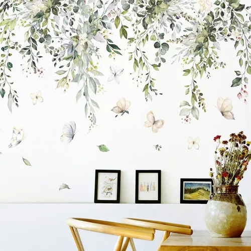 Vista 7 de Amaonm - Calcomanías de pared creativas extraíbles para colgar hojas verdes y vides, calcomanías de pared 3D para el hogar, esquina de pared