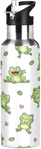 Vista 8 de Cute Cartoon Frogs White Stainless Steel Vacuum Insulated Water Bottle 32 Oz, BPA-Free Sport Water Bottle Leakproof Water Bottles