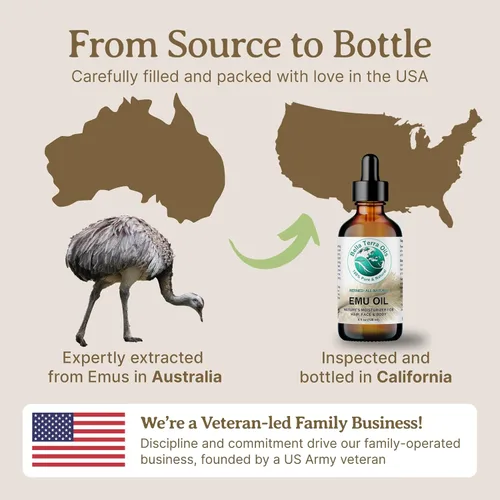 Vista 7 de Bella Terra Oils - Aceite de emú 4 oz - Emu australiano puro genuino, infundido con ácido linoleico y oleico, compañero perfecto para una piel