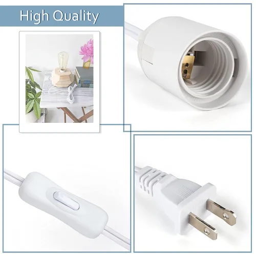 Vista 8 de JACKYLED Cable de Extensión para Linterna Colgante de 15 Pies UL 360W con Enchufe E26 E27 Botón de Encendido/Apagado para Iluminación Colgante