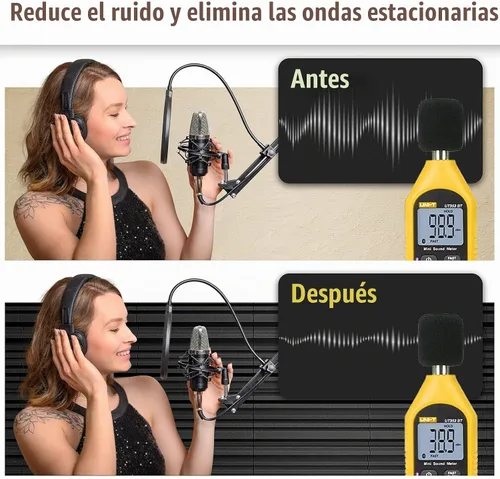 Vista 5 de Paquete de 12 paneles de espuma a prueba de sonido para paredes, paneles acústicos autoadhesivos de 12 x 12 x 2 pulgadas, paneles de pared