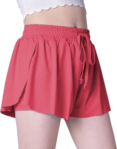 Vista 3 de Pantalones cortos fluidos con diseño de mariposa para niñas, pantalones cortos deportivos para niños pequeños y jóvenes con forro 2 en 1