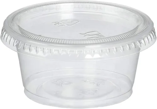 Vista 3 de Vasos desechables de plástico para porciones - Jello Shot Cup - La taza perfecta para soufflé (1 onza, paquete de 50 tazas con tapas)