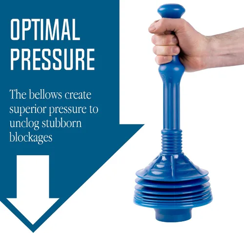 Vista 3 de JS Jackson Supplies - Émbolo de WC profesional de fuelle acordeón, empuje de alta presión elimina obstrucciones resistentes de inodoros obstruidos