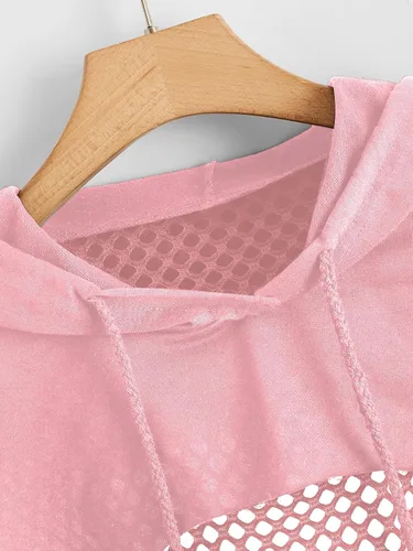 Vista 3 de SweatyRocks Sudadera casual de manga larga con corte frontal y corte en la parte delantera para mujer