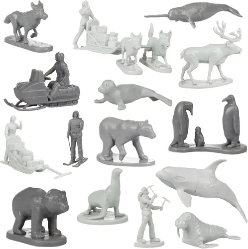 Vista 3 de Juego de animales árticos y antárticos (48 piezas) - Figuras de acción del polo norte y sur con osos polares, pingüinos, focas y exploradores