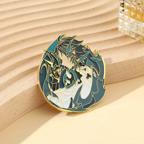 Vista 5 de Broche de pines esmaltados de la serie de juegos, colección de pines de solapa de metal para cosplay, anime Genshin Merch Keqing Xiao exquisitos