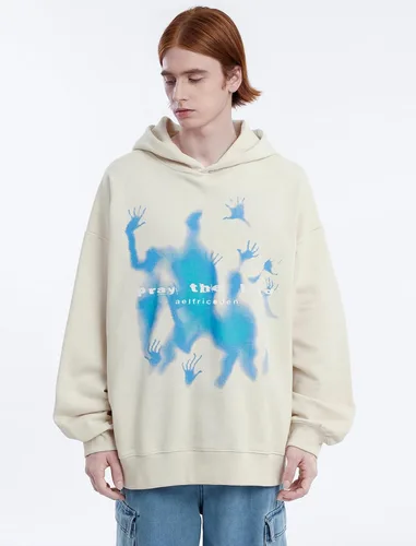 Vista 3 de Aelfric Eden Sudaderas con capucha con estampado vintage, sudadera casual de gran tamaño, manga larga, ropa urbana con capucha