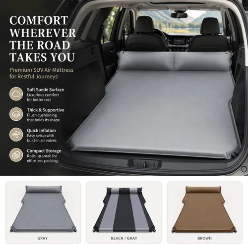 Vista 3 de SUV Air Mattress for Mazda CX-70, Inflatable Car Bed with Pillow, Soft Suede Travel Sleeping Pad for Car Camping,Grey