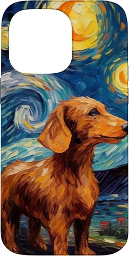 Vista 21 de Carcasa para iPhone 16 Dachshund Dog Starry Night Van Gogh Dachshund