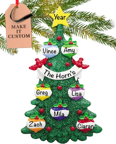 Vista 14 de Adorno Personalizado Grande para Familia de 10 Piezas 2025 Personalización Gratuita en 24h Adornos de Navidad para Árbol Recuerdo