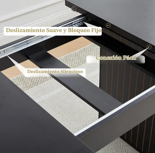 Vista 4 de Mesa de comedor extensible rectangular de 55 pulgadas–71 pulgadas para 4–6 personas, mesa de cocina expandible de estilo rústico moderno con base