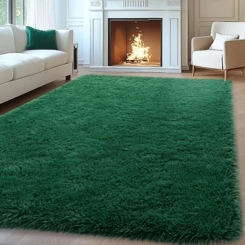 Vista 113 de Mugorn - Alfombras suaves y esponjosas de 2 x 3 pies para el hogar, alfombra pequeña con 4 mallas antideslizantes, color negro, 2 x 3 pies