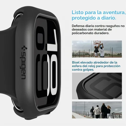 Vista 5 de Spigen Funda delgada para Apple Watch Series 11/10 de 1.654 in Negro