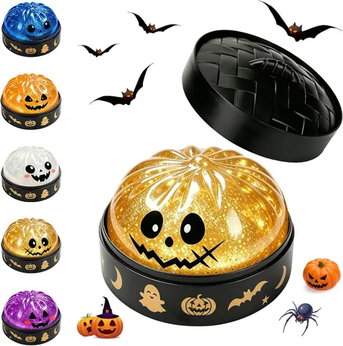 Vista 8 de Halloween Themed Squishy Dumpling Toy with Gift Box, Giant Spooky Face Squishy Dumpling, Stretchable Squeeze Stress Ball Fidget Sensory Toy for