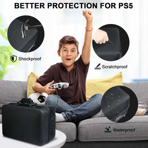 Vista 3 de Hard Shell Carrying Case for PS-5, Protective Travel Bag Compatible with Playstation-5 Console, Controllers, Headset, Base and Other Gaming