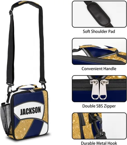 Vista 2 de Bolsa de almuerzo personalizada para niñas, niños, adolescentes, hombres y mujeres, regalo personalizado, bolsa de almuerzo de voleibol, color dorado