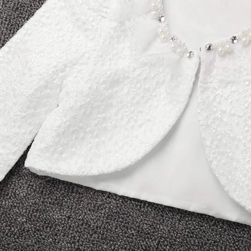 Vista 6 de iEFiEL Chicas de niños con cuentas Bolero vestido de flores de la boda chaqueta de encogimiento corto Cardigan