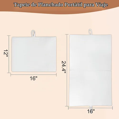 Vista 2 de Alfombrilla de planchado plegable de 24" x 16", portátil, pequeña, engrosada, resistente al calor, de algodón y madera, mini tabla de planchar