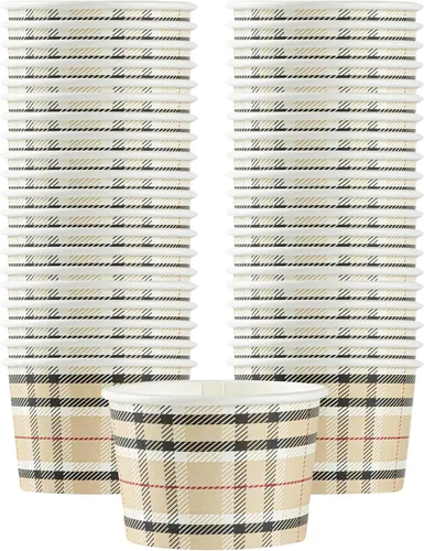 Vista 36 de Restaurantware Coppetta - Vasos de postre de 3 onzas, 50 tazas desechables para helado, tapas se venden por separado, cuencos de papel a cuadros