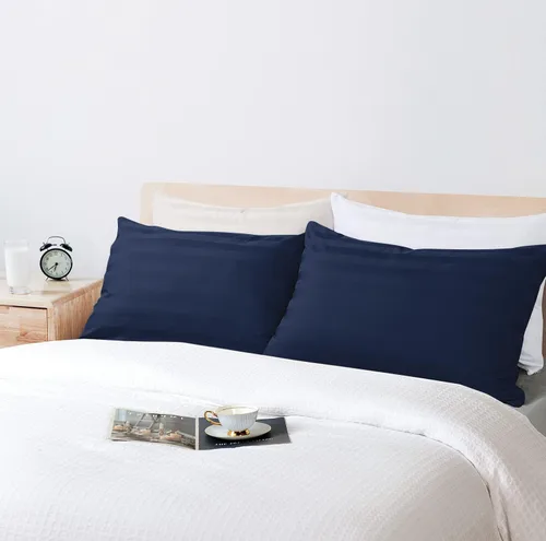 Vista 58 de Juego de 2 protectores de almohada estándar, 100% algodón egipcio con cremallera, 400 hilos, tejido satinado, algodón, color beige, fundas