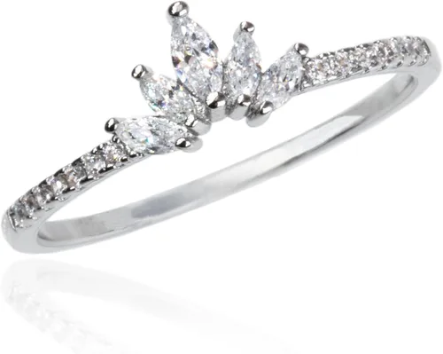 Vista 10 de Rapunzel - Anillo de corona para mujer, delicados anillos apilables de diamantes de cristal real, anillo de compromiso de cumpleaños, regalos