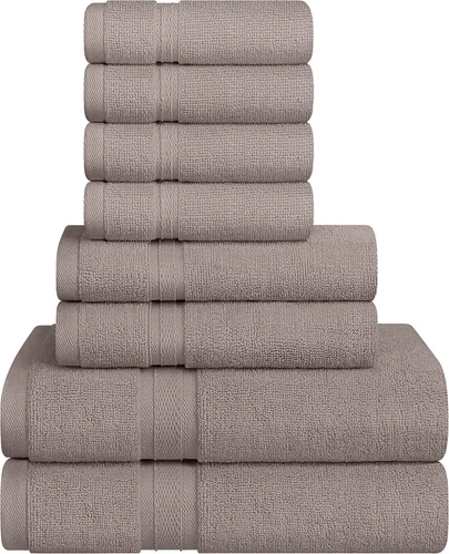 Vista 8 de Towel and Linen - Juego de toallas Mart color borgoña, 2 toallas de baño, 2 toallas de mano y 4 paños de 2 capas de baja torsión de 600 GSM, hilado
