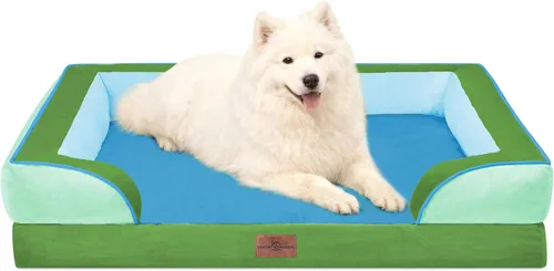 Vista 79 de Comfort Expression - Cama ortopédica para perros medianos, 28 x 19 pulgadas, cama impermeable y de apoyo de espuma con cojines removibles, sofá