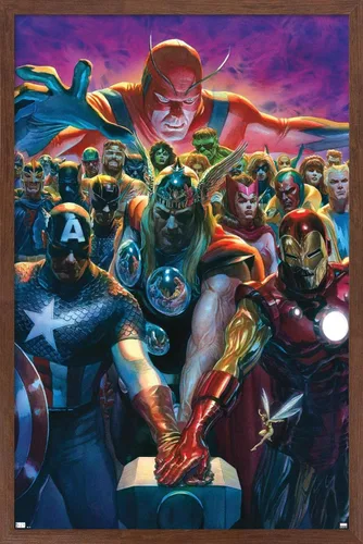 Vista 15 de Trends International - Póster de pared, diseño de los Vengadores de Marvel Comics #10, 14.725" x 22.375", versión enmarcada de Barnwood