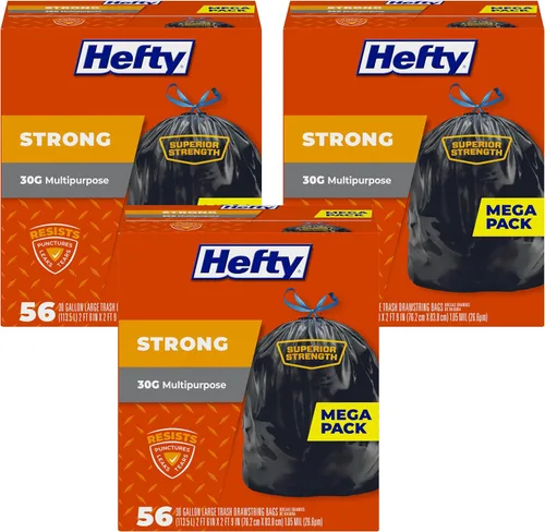 Vista 11 de Bolsas para basura Hefty Grandes, Resistentes para basura , 30 Galones, 56