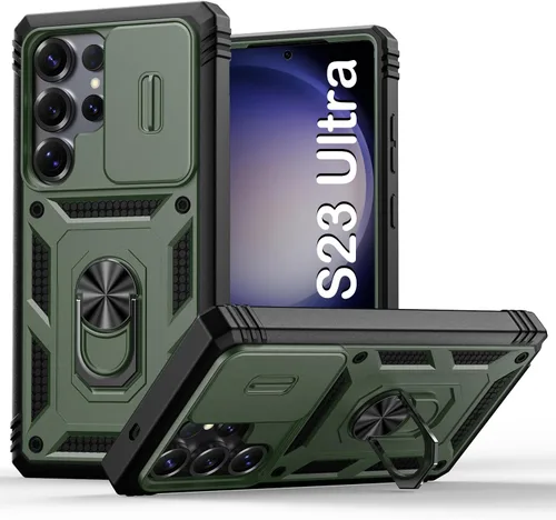 Vista 98 de PASNEW Funda militar para iPhone 13 Pro Max, cubierta de cámara deslizante y soporte de anillo de metal de 360°, carcasa rígida multicapa resistente