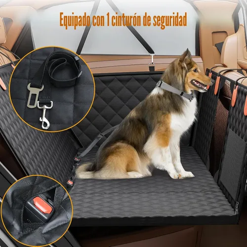 Vista 5 de PETICON Extensor de asiento trasero para perros, funda de asiento de coche para perro de fondo duro, soporta 400 libras, funda de asiento trasero