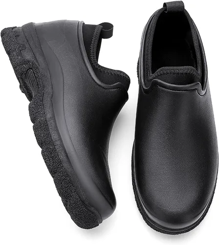 Vista 3 de YUKTOPA Zuecos de trabajo impermeables antideslizantes para hombre y mujer, resistentes al aceite, zapatos de chef de seguridad, zapatos de trabajo