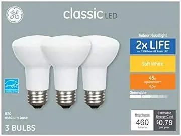 Vista 2 de GE Classic - Paquete de 6 bombillas LED R20, equivalentes a 45 W, color blanco cálido