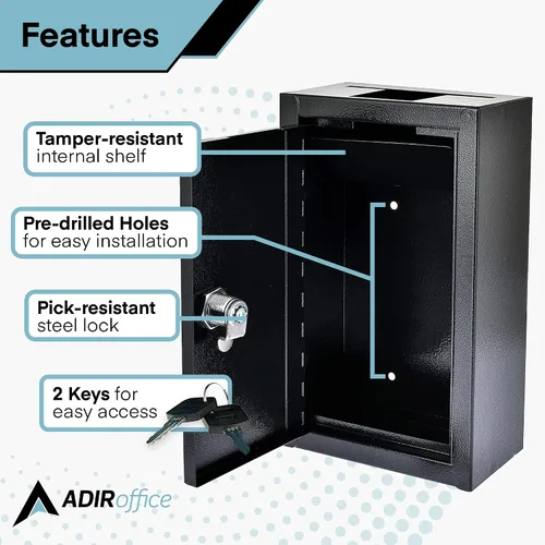 Vista 3 de AdirOffice Caja grande para llaves – Caja de almacenamiento de grado comercial de gran capacidad – Paquete y paquetes seguros – para uso doméstico