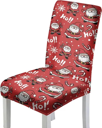 Vista 17 de HUGS IDEA Juego de 2 fundas para sillas de comedor con campanas de Navidad, lavables, fundas elásticas para sillas Parsons, fundas protectoras