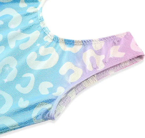 Vista 43 de HOZIY - Leotardos de manga larga para niñas, de gimnasia, para niños pequeños, trajes florales de unicornio, galaxia, arco iris, patrón de rayas