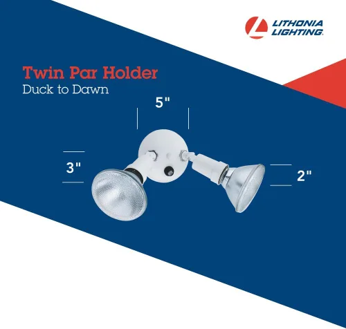 Vista 4 de Lithonia Lighting OFTH 300PR 120 P WH-M12 - Soporte ajustable doble PAR con atardecer a amanecer, 120 voltios, 300 vatios, color blanco