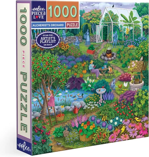 Vista 17 de eeBoo: Piece and Love Alchemist Cabinet - Rompecabezas cuadrado de 1000 piezas, rompecabezas para adultos y familias, incluye piezas brillantes