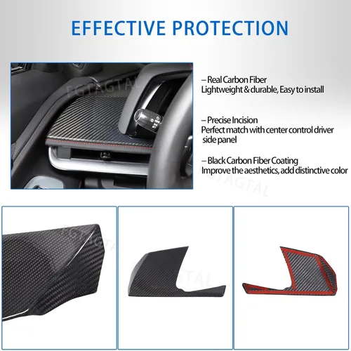 Vista 4 de Cubierta de panel lateral de consola central de fibra de carbono real compatible con Chevrolet Corvette C8 2020-2025, accesorios para panel lateral