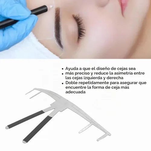 Vista 3 de Regla de cejas, Herramienta de medición de cejas, Mapeo de cejas de posicionamiento de 3 puntos, Herramientas de cejas para dar forma a la regla