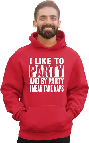 Vista 2 de Go All Out Sudadera con capucha con texto en inglés "I Like To Party And By Party I Mean Take Naps