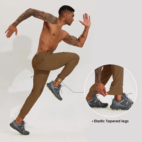 Vista 4 de Willit Pantalones deportivos de senderismo para hombre, ligeros, de secado rápido, con bolsillos con cremallera