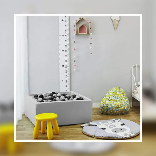 Vista 6 de Piscina de Pelotas Cuadrada de Espuma para Niños Pequeños, 35"x35"x12" Piscina de Pelotas Suave con Cubierta Removible, Corralito de Pelotas