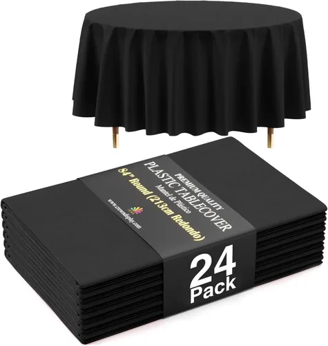 Vista 48 de Exquisite 66% Thicker Premium Aqua Round Tablecloth 0.5 Mil 6 Pack Plastic Table Cloth Disposable 84 Inch Round Plastic Tablecloth Won't Tear Easily