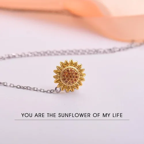 Vista 5 de Collar de girasol, joyería de plata de ley 925 - You Are My Sunshine Colgante Collares Joyería Moda Y Colgante Regalos para Mujeres Esposa, Metal