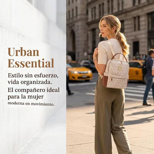 Vista 2 de Small Backpack Purse for Women, Fashion Mini Backpack with Multi Pockets Beige